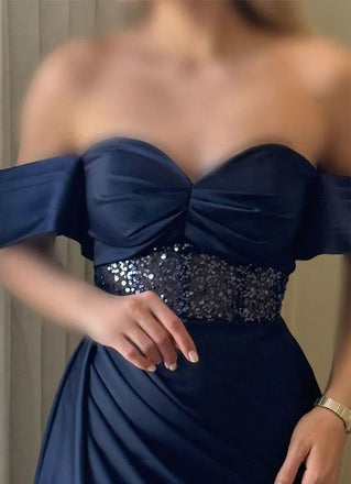 Unique Blue Off-Shoulder Mermaid Long Prom Dress Ideas, Evening Party Dresses,WGP1781