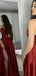 Sexy Red A-Line Spaghetti Strap Side Slit Long Sleeveless Long Party Prom Dresses,Evening Dress Online, WGP732