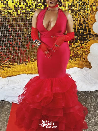 Sexy Deep V-neck Mermaid Long Prom Dress Ideas, Evening Party Dresses,WGP1632