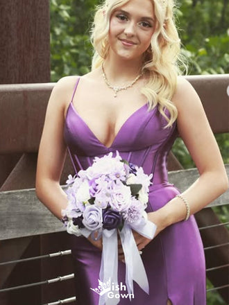 Elegant Spaghetti Strap V-neck Mermaid Long Prom Dress Ideas, Evening Party Dresses,WGP1640