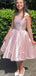 Elegant Spaghetti Strap A-line Short Mini Homecoming Dress,EPT492