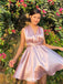 Casual Halter V-neck A-line Short Mini Homecoming Dress,EPT514
