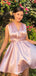 Casual Halter V-neck A-line Short Mini Homecoming Dress,EPT514