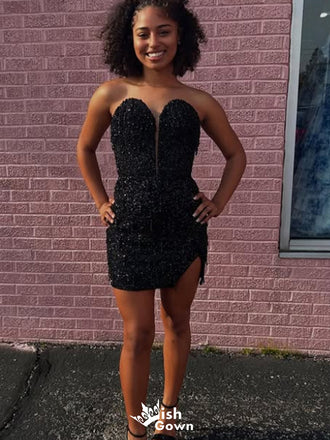 Sexy Strapless Sweetheart Sheath Short Mini Homecoming Dress,EPT527