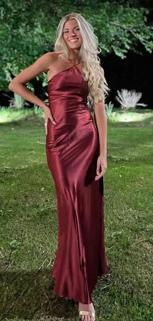Sexy Burgundy V-Neck Mermaid Long Prom Dress Ideas, Evening Party Dresses, WGP1995