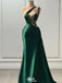 Elegant Green One-Shoulder Mermaid Long Prom Dress Ideas, Evening Party Dresses ,WGP1873