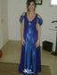 Gorgeous V-neck Off-shoulder A-line Long Prom Dress Ideas, Evening Party Dresses,WGP1678