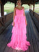 Elegant Pink Spaghetti Strap A-Line Long Sleeveless Long Party Prom Dresses,Evening Dress Online, WGP759