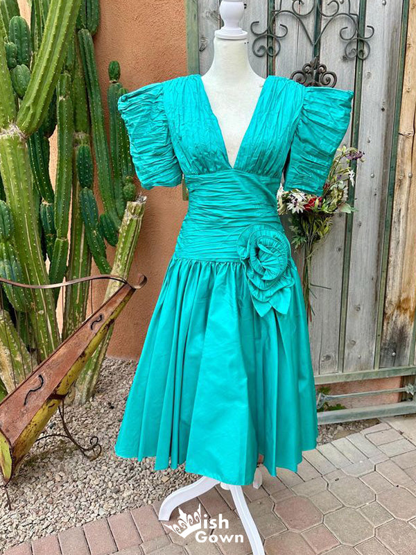 Elegant V-neck Short Sleeves A-line Long Prom Dress Ideas, Evening Party Dresses,WGP1682
