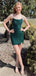 Sexy Green Spaghetti Strap Tight Mermaid Popular Cheap Short Homecoming Dresses, EPT283