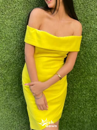 Elegant Off-shoulder Sheath Short Mini Homecoming Dress,EPT561