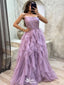 Elegant Purple Strapless A-Line Long Sleeveless Long Party Prom Dresses,Evening Dress Online, WGP781