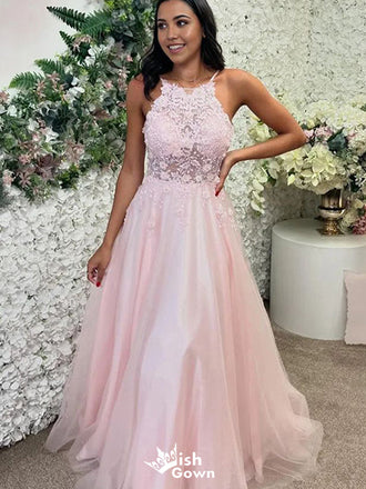 Elegant Halter A-line Long Prom Dress Ideas, Evening Party Dresses,WGP1723