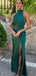 Sexy Green Halter Mermaid Side Slit Long Sleeveless Long Party Prom Dresses,Evening Dress Online, WGP771