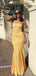 Pretty Yellow Jacquard Mermaid Prom Dress Elegant Square Neck Sleeveless Gown,WGP2158