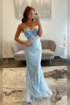 Unique Blue Applique Sweetheart Mermaid Long Prom Dress Ideas, Evening Party Dresses,WGP1898