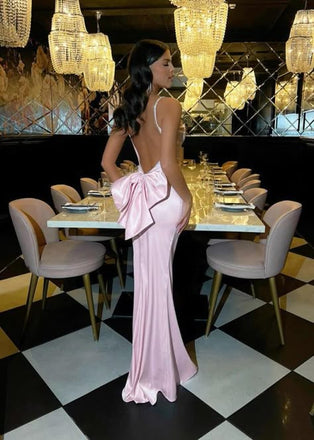 Elegant Pink Spaghetti Strap Mermaid Long Prom Dress Ideas, Evening Party Dresses,WGP1821