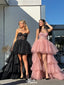 Unique Pink Sweetheart High Low Long Prom Dress Ideas, Evening Party Dresses,WGP1783