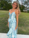 Sexy Baby Blue Spaghettti Strap Mermaid Side Slit&nbsp;Long Sleeveless Long Party Prom Dresses,Evening Dress Online, WGP792