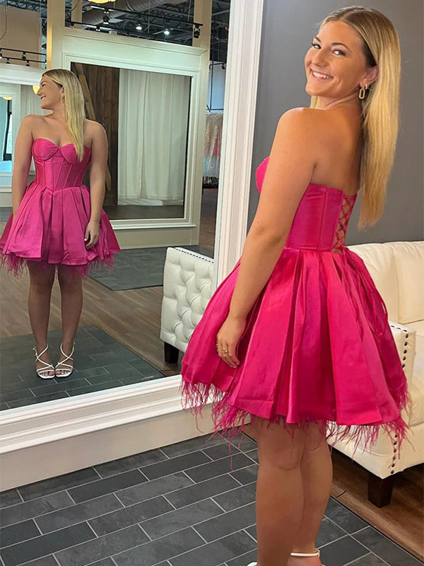 Cute Pink Sweetheart Ball Gown Popular Cheap Short Homecoming Dresses, EPT291