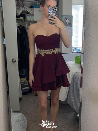 Elegant Strapless Sweetheart A-line Short Mini Homecoming Dress,EPT584