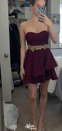 Elegant Strapless Sweetheart A-line Short Mini Homecoming Dress,EPT584