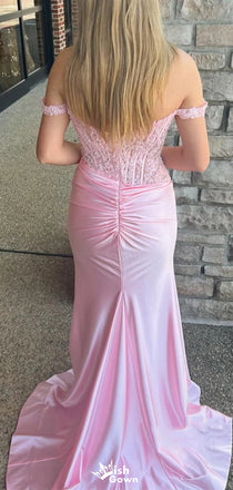 Elegant Off-shoulder Lace Mermaid Unique Long Prom Dress Ideas, Evening Party Dresses,WGP1170