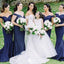 Elegant Blue Off Shoulder Mermaid Sleeveless Wedding Guest Bridesmaid Dresses,WGM387