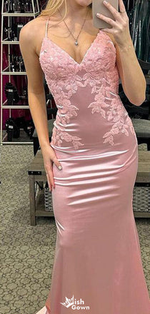 Gorgeous Spaghetti Strap V-neck Mermaid Long Prom Dress Ideas, Evening Party Dresses,WGP1759