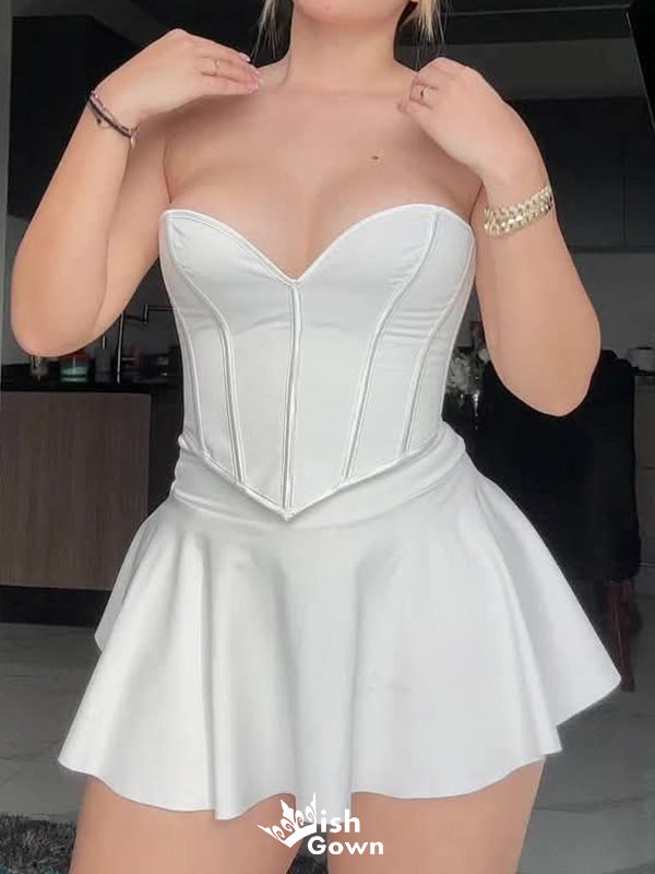 Sexy Strapless A-line Short Mini Homecoming Dress,EPT616