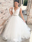 Simple Straps V Neck Sleeveless With Trailing Popular Bridal Long Wedding Dresses, WDH139