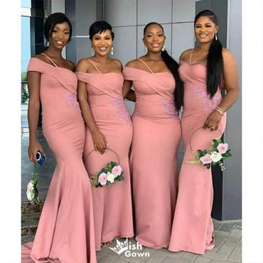 Unique Dark Pink Mermaid Applique Popular Cheap Maxi Long Wedding Guest Bridesmaid Dresses,WGM276