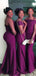 Charming Purple Mermaid Spaghetti Straps Popular Cheap Maxi Long Wedding Guest Bridesmaid Dresses,WGM283