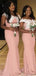 Elegant Pink Mermaid Sweetheart Off Shoulder Applique Popular Cheap Maxi Long Wedding Guest Bridesmaid Dresses,WGM285