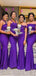 Mismatched Purple Mermaid Sleeveless Popular Cheap Maxi Long Wedding Guest Bridesmaid Dresses,WGM293