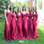 Mismatched Red Mermaid Sleeveless Popular Cheap Maxi Long Wedding Guest Bridesmaid Dresses,WGM334