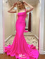 Elegant Pink Mermaid Spaghetti Straps Square Cheap Maxi Long Party Prom Gowns,Evening Dresses,WGP446