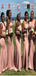 Mismatched Pink Mermaid Cheap Maxi Long Wedding Guest Bridesmaid Dresses,WGM206