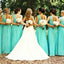 Elegant Mint Green One-Shoulder Sleeveless A-Line Long Bridesmaid Dresses Online,WGM437