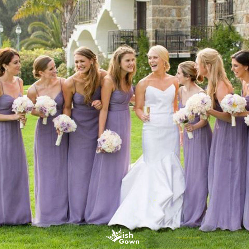 Elegant Purple Spaghetti Strap Sleeveless Mermaid Long Bridesmaid Dresses Online,WGM460
