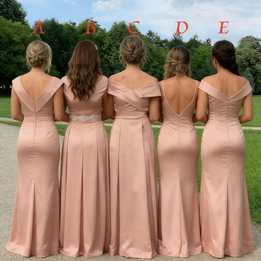 Fancy V Neck A-Line Bridesmaid Dress with Pleated Bodice and Sexy Leg Slit Satin Wedding Guest,WGM478