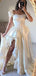 Elegant White Sweetheart Side Slit Long Prom Dress Ideas, Evening Party Dresses,WGP1854