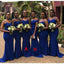 Sexy Mismatched Blue Mermaid Sleeveless Maxi Long Bridesmaid Dresses, WGM164