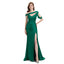 Emerald Mermaid Sexy High Slit Burnt Brown Satin Long Bridesmaid Dresses, WGM012