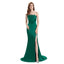 Emerald Mermaid Sexy High Slit Burnt Brown Satin Long Bridesmaid Dresses, WGM012