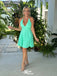 Elegant Green Haler V Neck Sleeveless Lace Up Cheap Short Homecoming Dresses, EPT137