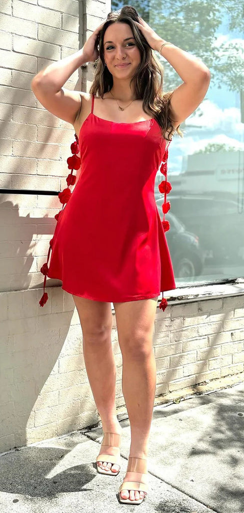 Unique Red Spaghetti Straps Sleeveless Cheap Short Homecoming Dresses, EPT143