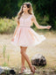 Elegant Pink Straps V Neck Sleeveless Lace Cheap Short Homecoming Dresses, EPT151