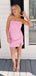 Simple Pink Mermaid Strapless Sleeveless Cheap Short Homecoming Dresses, EPT159