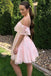 Elegant Pink Off Shoulder Sweetheart Sleeveless Applique Cheap Short Homecoming Dresses, EPT189